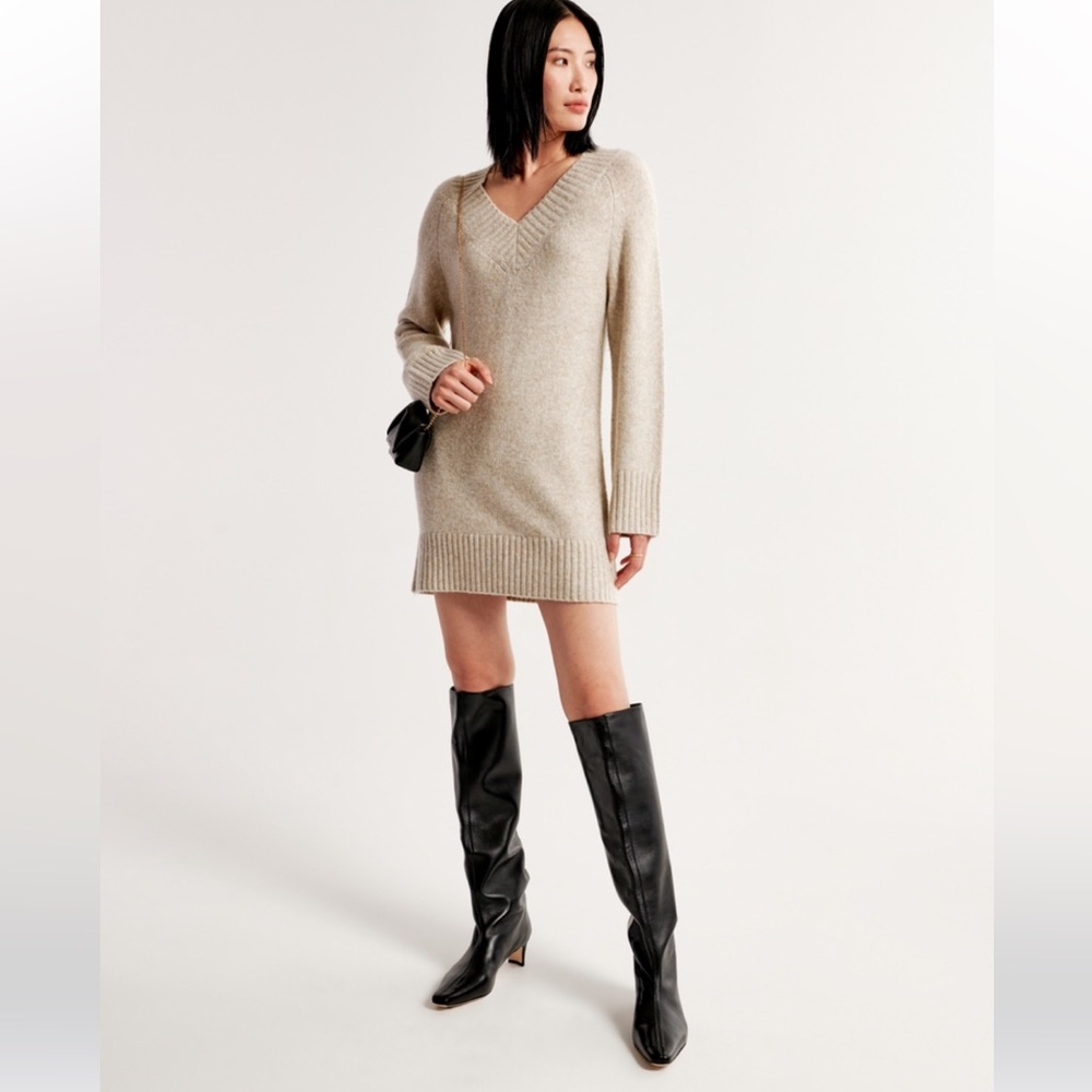 abercrombie long-sleeve easy mini sweater dress